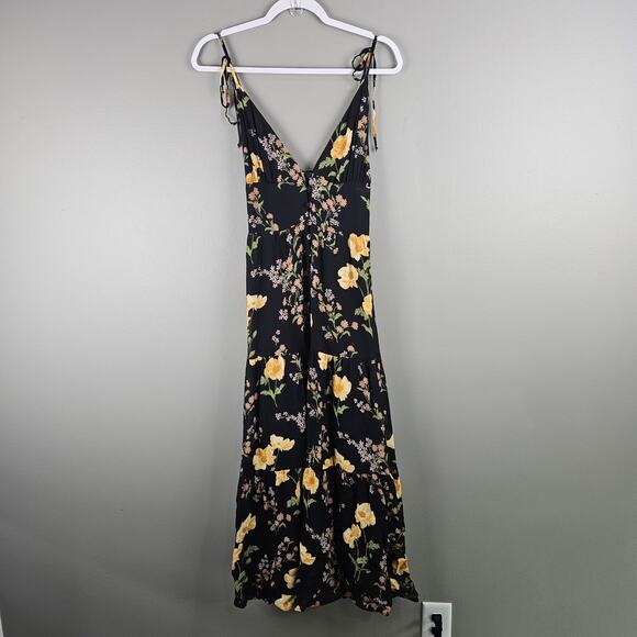 Reformation Dresses & Skirts - Reformation Jaden Floral Black Tie Shoulder Midi Marseille Dress Size 8